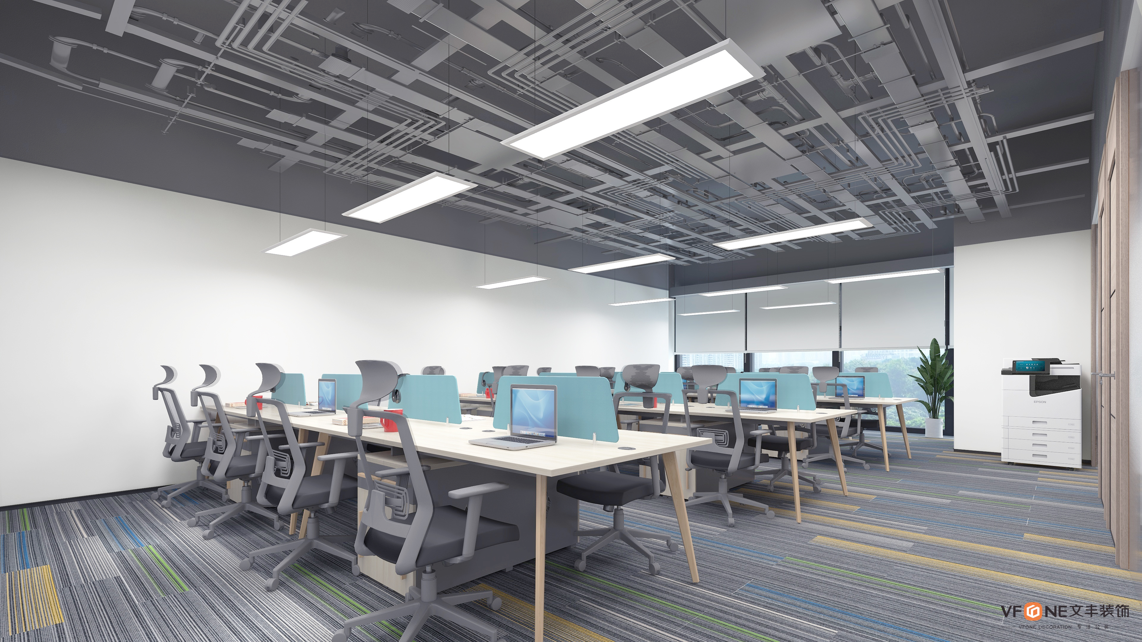 1200平方办公室装修详细步骤-开放式办公空间设计规划